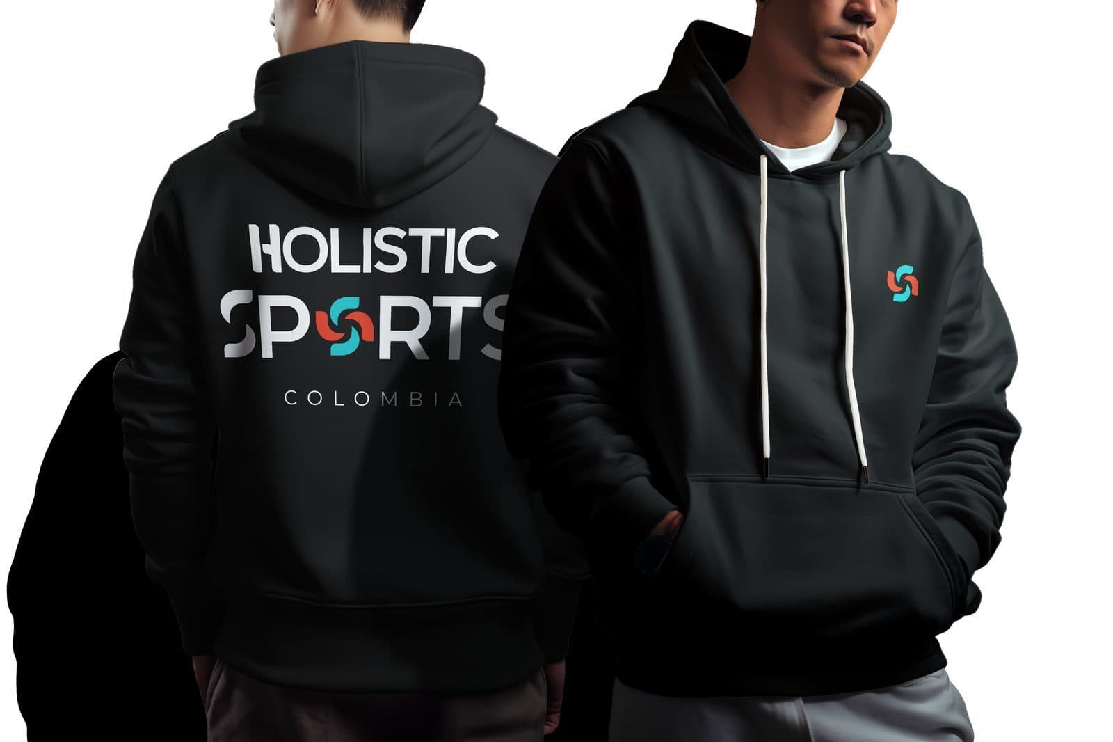 Hoodie negro con el logo de Holistic Sports Colombia